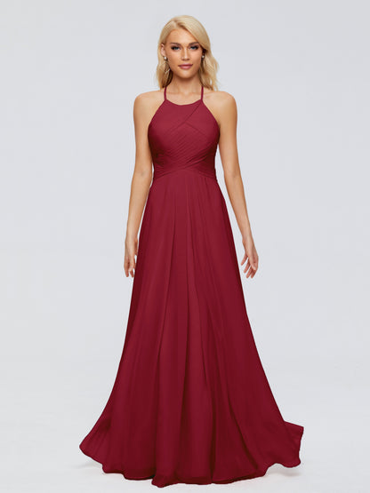 Finley A-line Halter Chiffon Bridesmaid Dresses