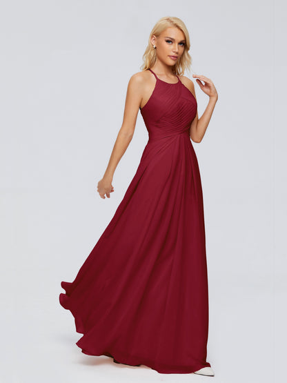Finley A-line Halter Chiffon Bridesmaid Dresses