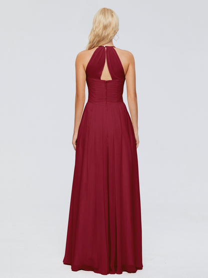 Finley A-line Halter Chiffon Bridesmaid Dresses