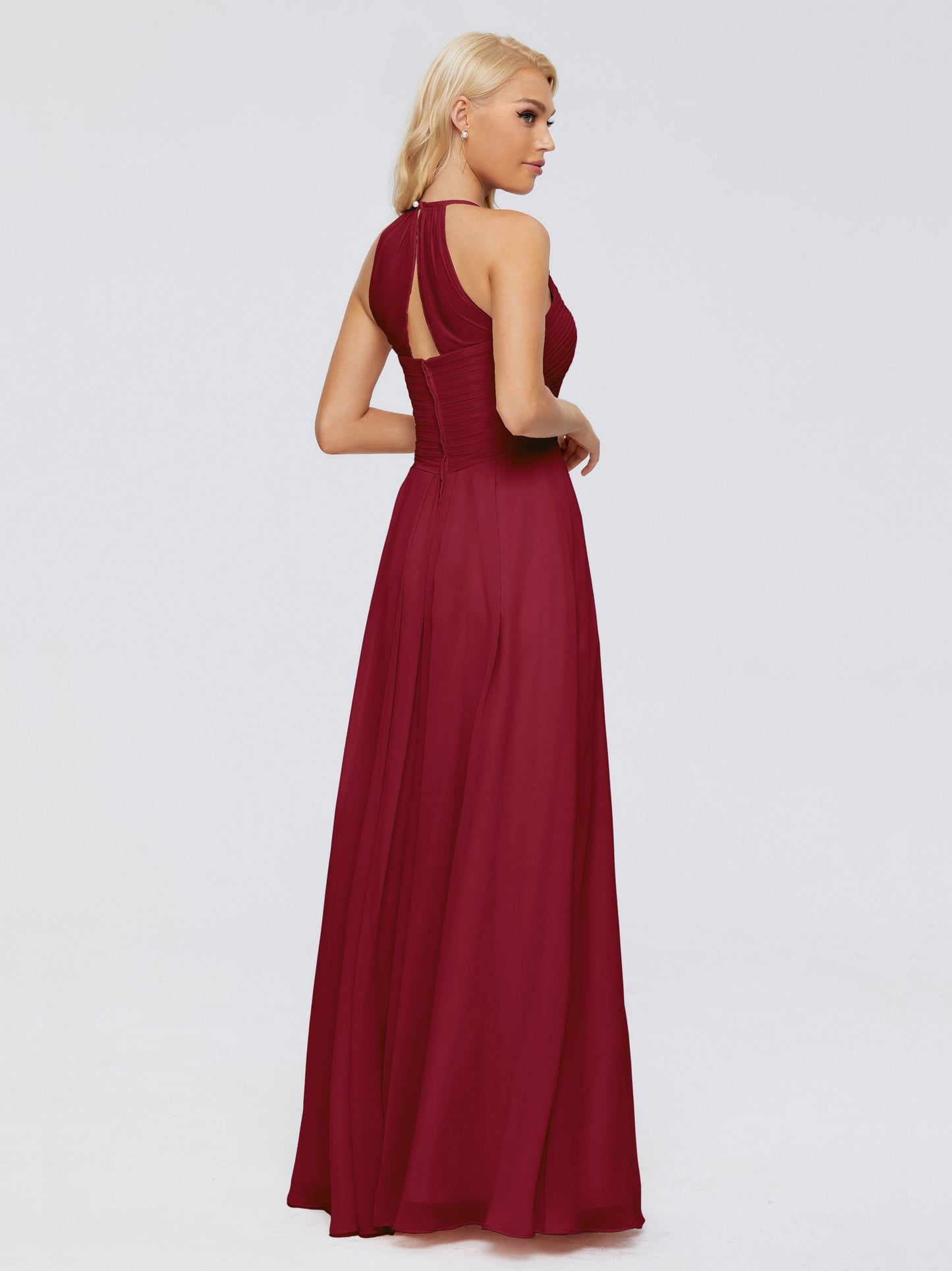 Finley A-line Halter Chiffon Bridesmaid Dresses