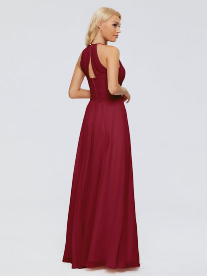 Finley A-line Halter Chiffon Bridesmaid Dresses