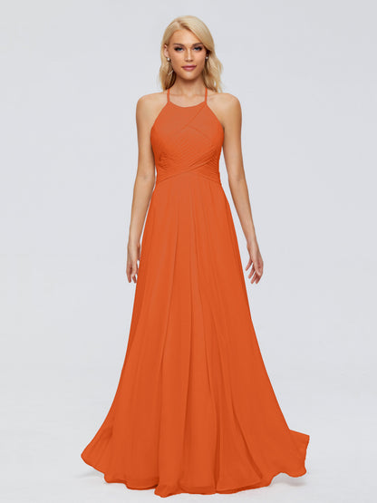 Finley A-line Halter Chiffon Bridesmaid Dresses