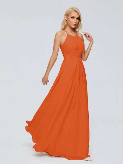 Finley A-line Halter Chiffon Bridesmaid Dresses