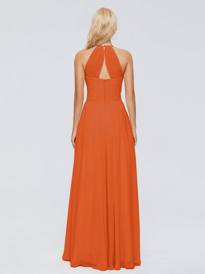 Finley A-line Halter Chiffon Bridesmaid Dresses