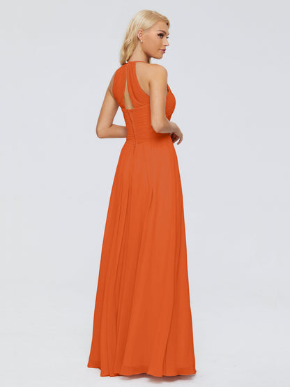 Finley A-line Halter Chiffon Bridesmaid Dresses