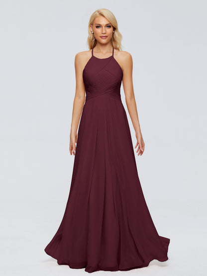 Finley A-line Halter Chiffon Bridesmaid Dresses
