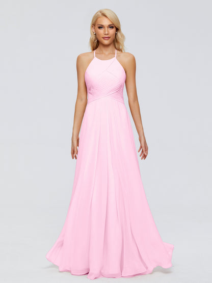 Finley A-line Halter Chiffon Bridesmaid Dresses