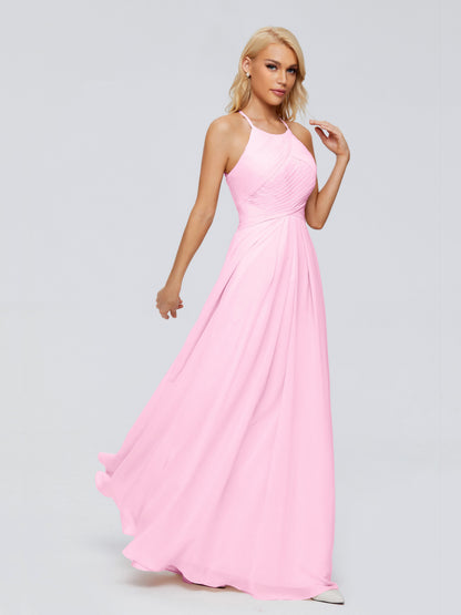 Finley A-line Halter Chiffon Bridesmaid Dresses