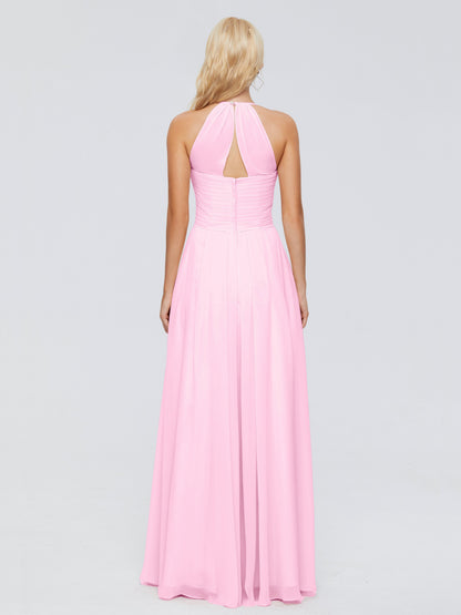 Finley A-line Halter Chiffon Bridesmaid Dresses