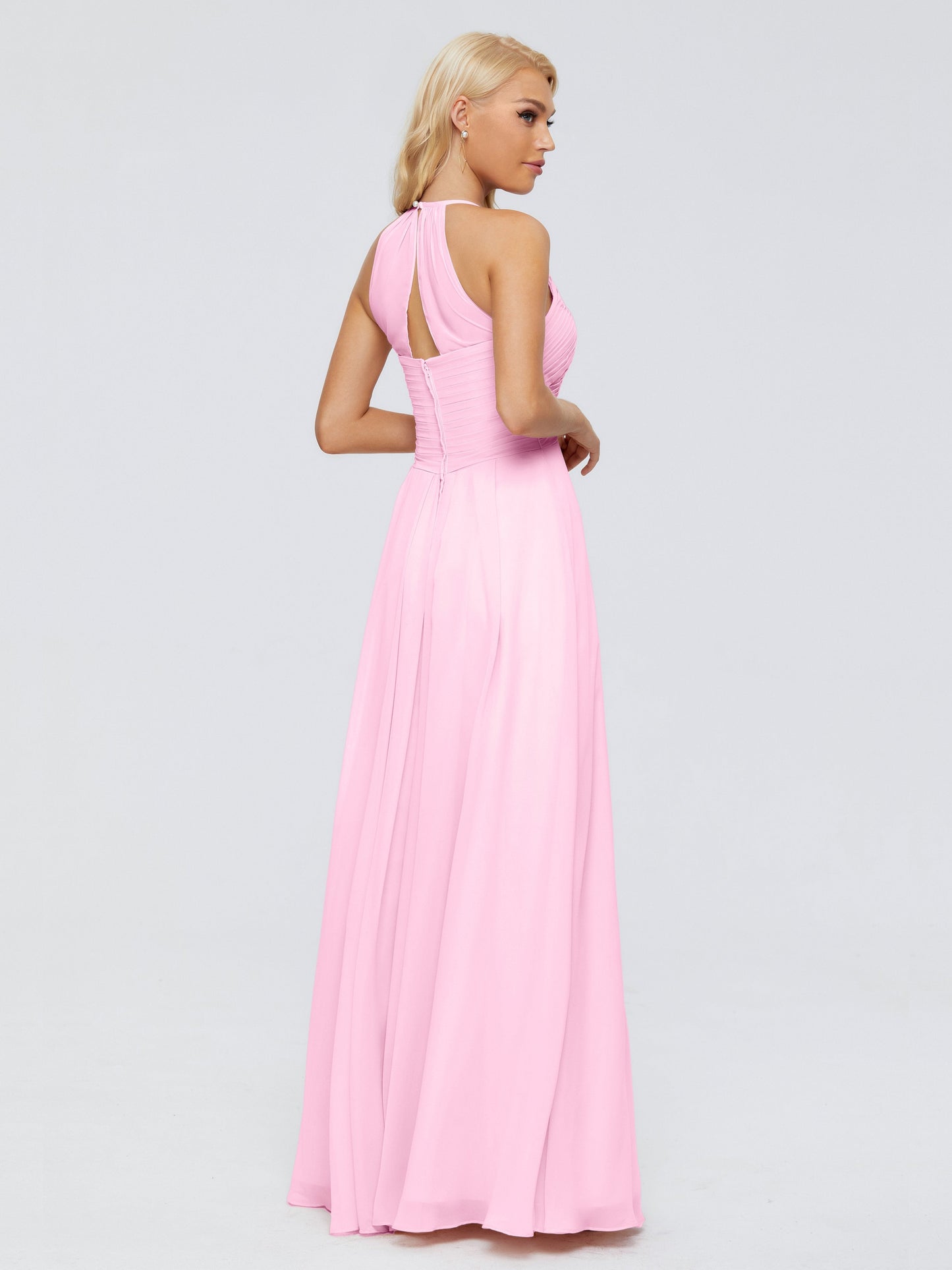 Finley A-line Halter Chiffon Bridesmaid Dresses