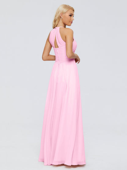 Finley A-line Halter Chiffon Bridesmaid Dresses