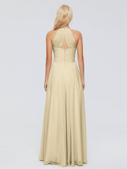 Finley A-line Halter Chiffon Bridesmaid Dresses