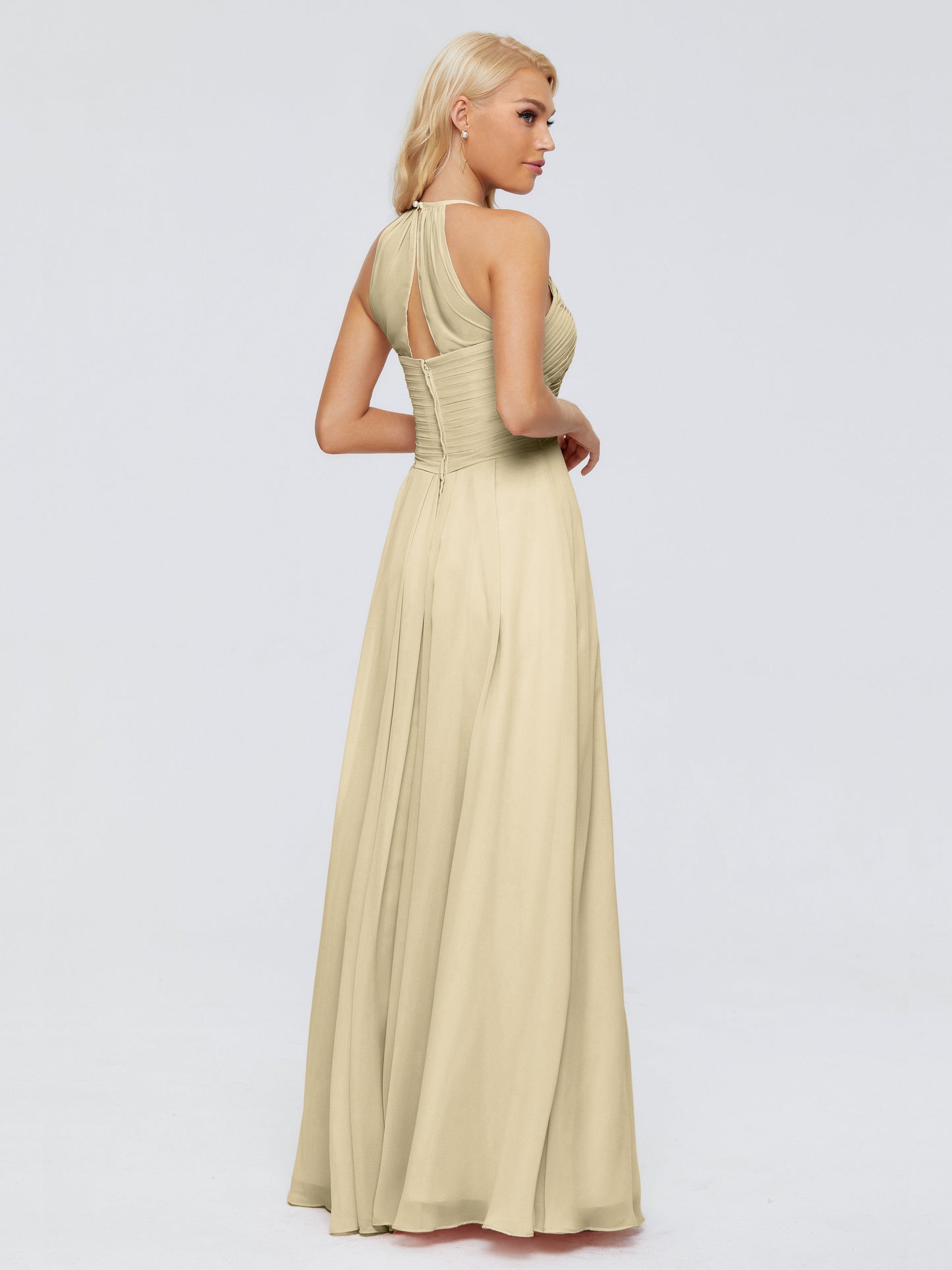 Finley A-line Halter Chiffon Bridesmaid Dresses