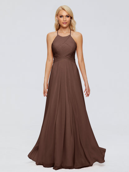 Finley A-line Halter Chiffon Bridesmaid Dresses