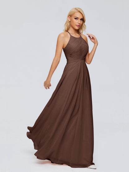 Finley A-line Halter Chiffon Bridesmaid Dresses
