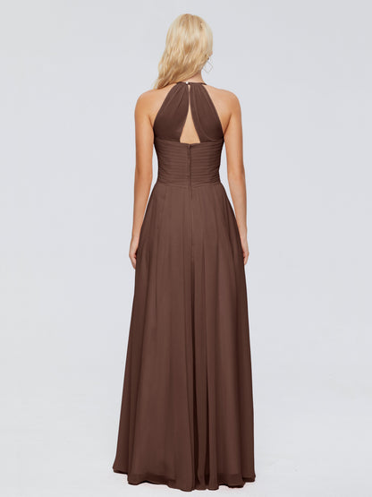 Finley A-line Halter Chiffon Bridesmaid Dresses