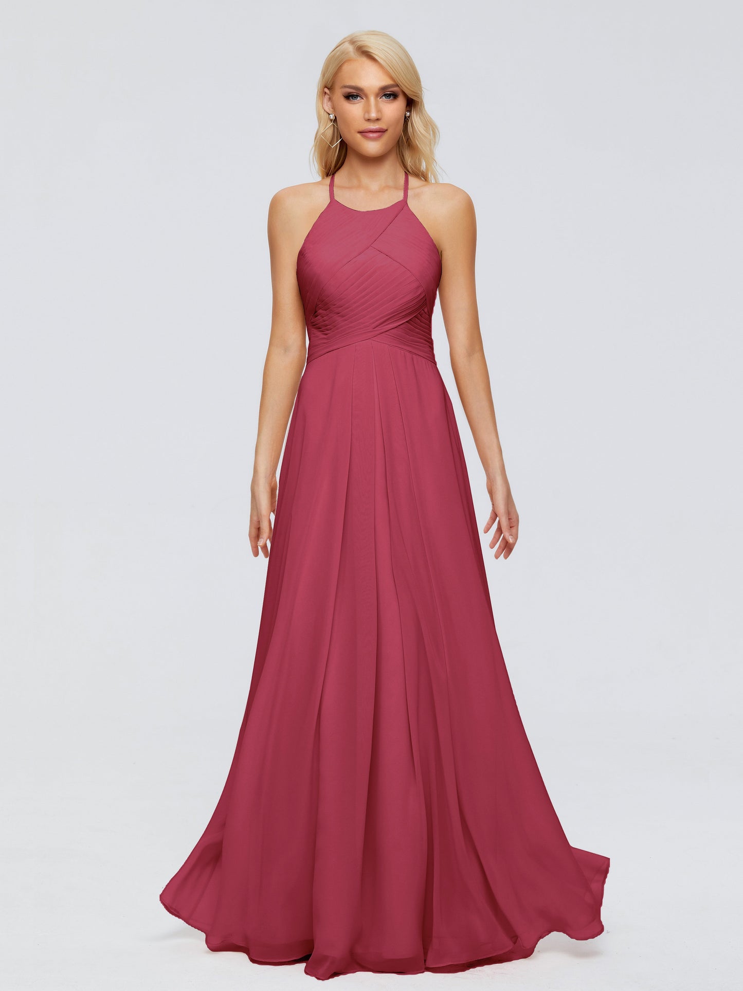 Finley A-line Halter Chiffon Bridesmaid Dresses