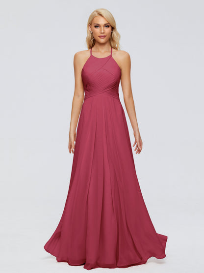 Finley A-line Halter Chiffon Bridesmaid Dresses
