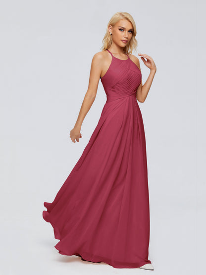 Finley A-line Halter Chiffon Bridesmaid Dresses