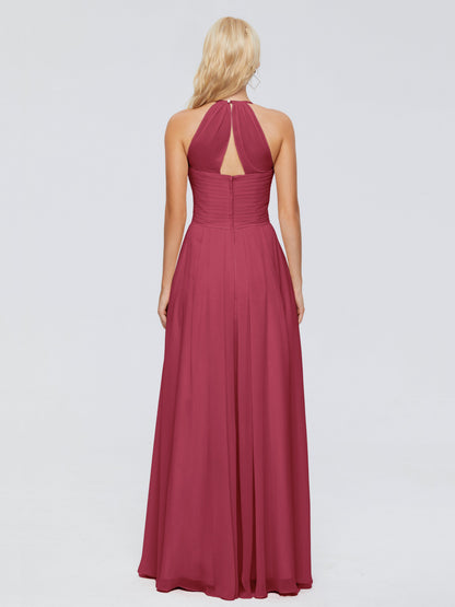 Finley A-line Halter Chiffon Bridesmaid Dresses