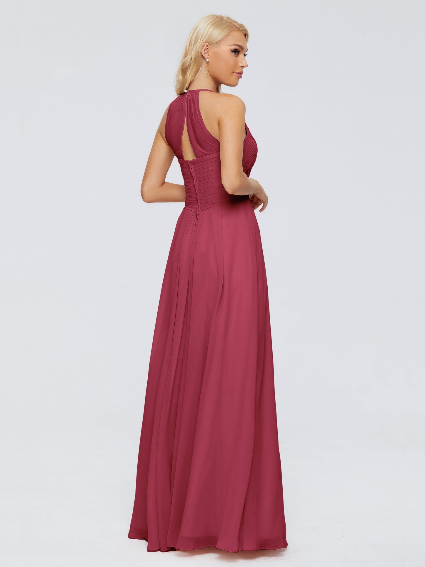 Finley A-line Halter Chiffon Bridesmaid Dresses