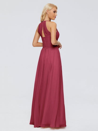 Finley A-line Halter Chiffon Bridesmaid Dresses