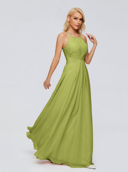 Finley A-line Halter Chiffon Bridesmaid Dresses