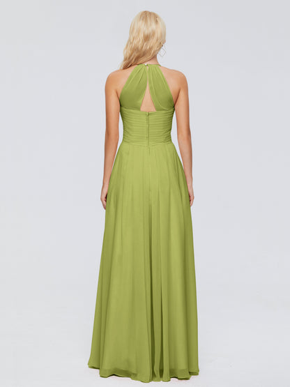 Finley A-line Halter Chiffon Bridesmaid Dresses