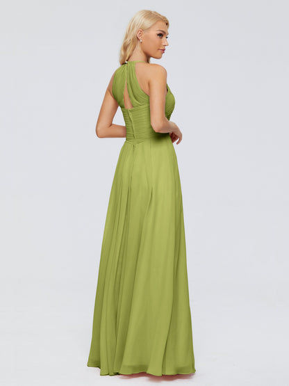 Finley A-line Halter Chiffon Bridesmaid Dresses