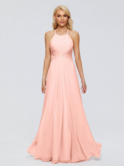 Finley A-line Halter Chiffon Bridesmaid Dresses