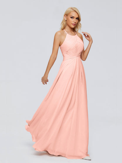 Finley A-line Halter Chiffon Bridesmaid Dresses