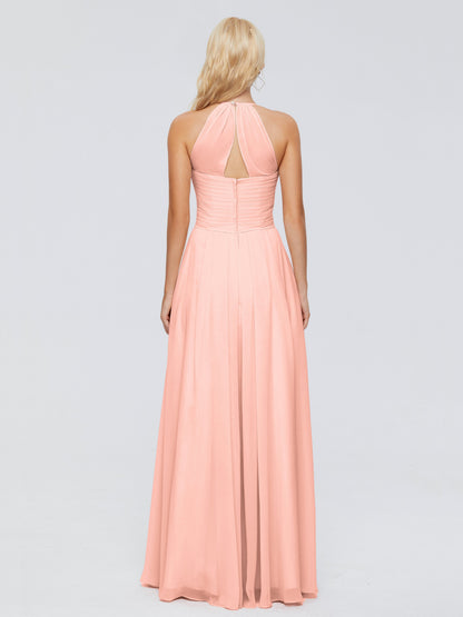Finley A-line Halter Chiffon Bridesmaid Dresses