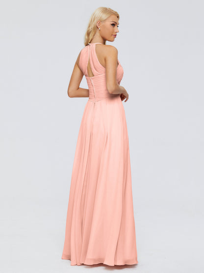 Finley A-line Halter Chiffon Bridesmaid Dresses