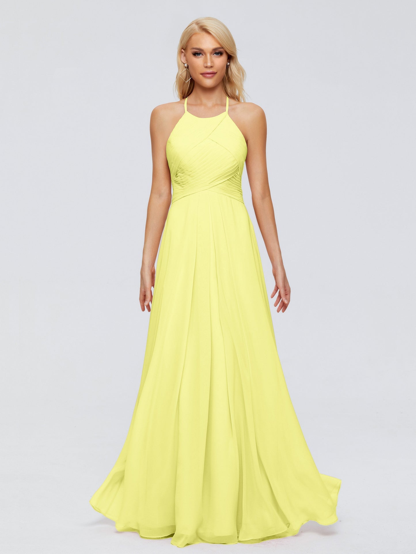 Finley A-line Halter Chiffon Bridesmaid Dresses