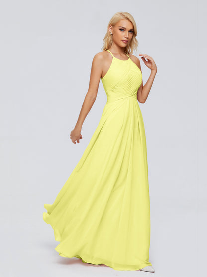 Finley A-line Halter Chiffon Bridesmaid Dresses