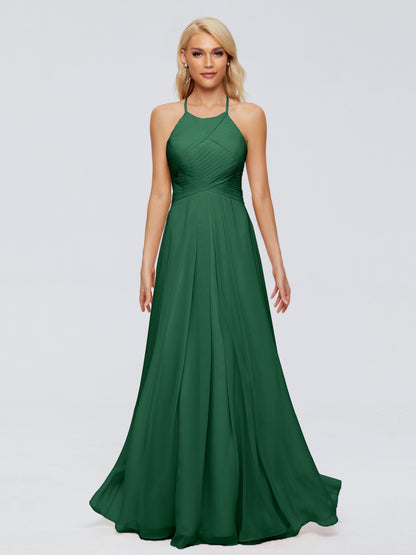 Finley A-line Halter Chiffon Bridesmaid Dresses