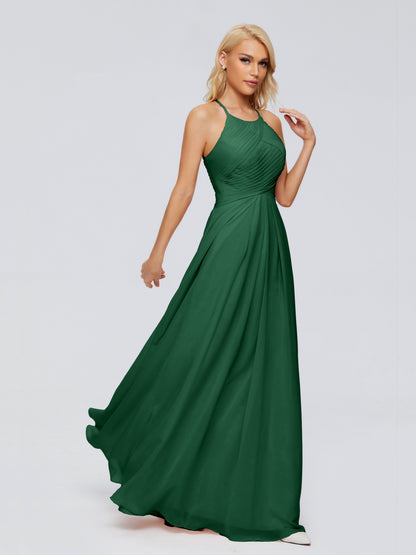 Finley A-line Halter Chiffon Bridesmaid Dresses