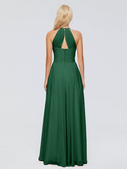 Finley A-line Halter Chiffon Bridesmaid Dresses