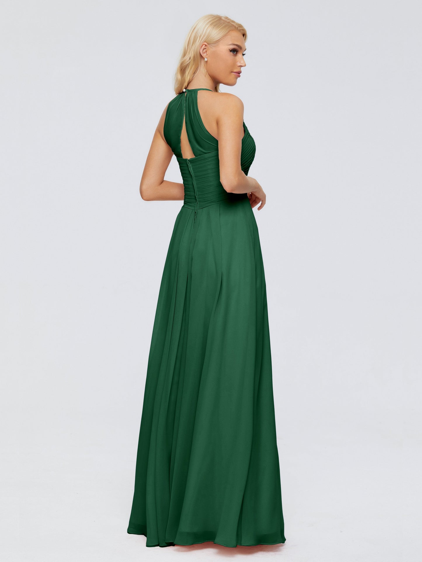 Finley A-line Halter Chiffon Bridesmaid Dresses