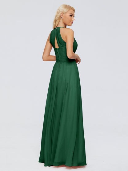 Finley A-line Halter Chiffon Bridesmaid Dresses