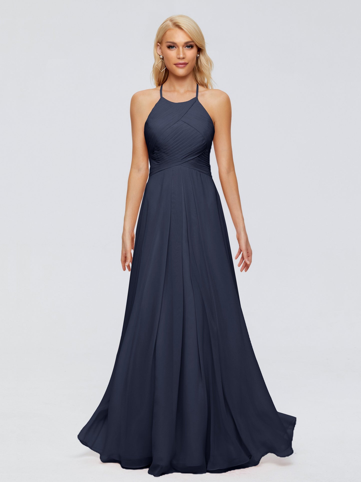 Finley A-line Halter Chiffon Bridesmaid Dresses
