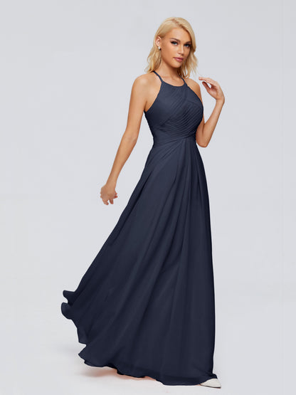 Finley A-line Halter Chiffon Bridesmaid Dresses
