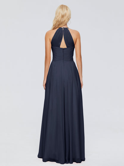 Finley A-line Halter Chiffon Bridesmaid Dresses