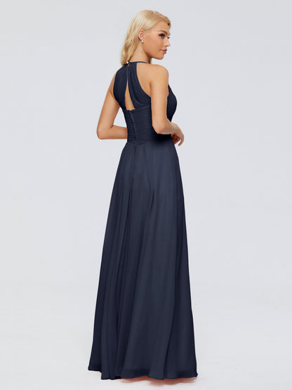 Finley A-line Halter Chiffon Bridesmaid Dresses