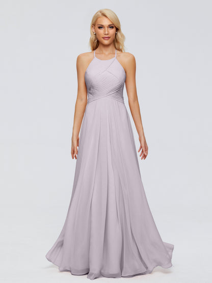 Finley A-line Halter Chiffon Bridesmaid Dresses