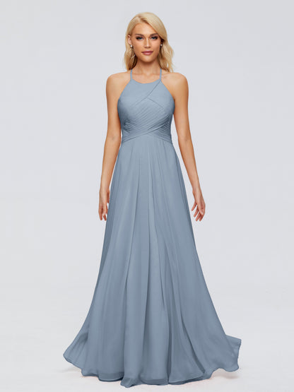 Finley A-line Halter Chiffon Bridesmaid Dresses