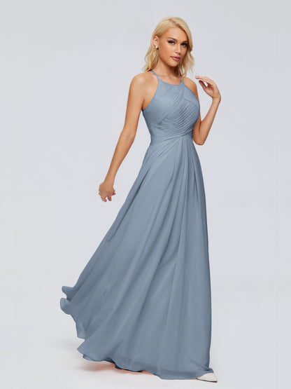 Finley A-line Halter Chiffon Bridesmaid Dresses