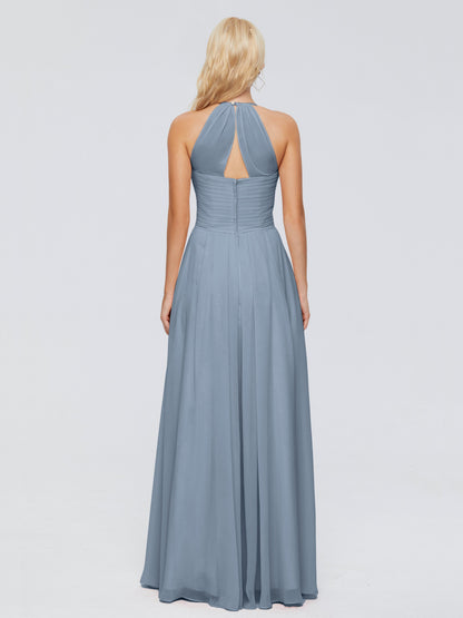 Finley A-line Halter Chiffon Bridesmaid Dresses