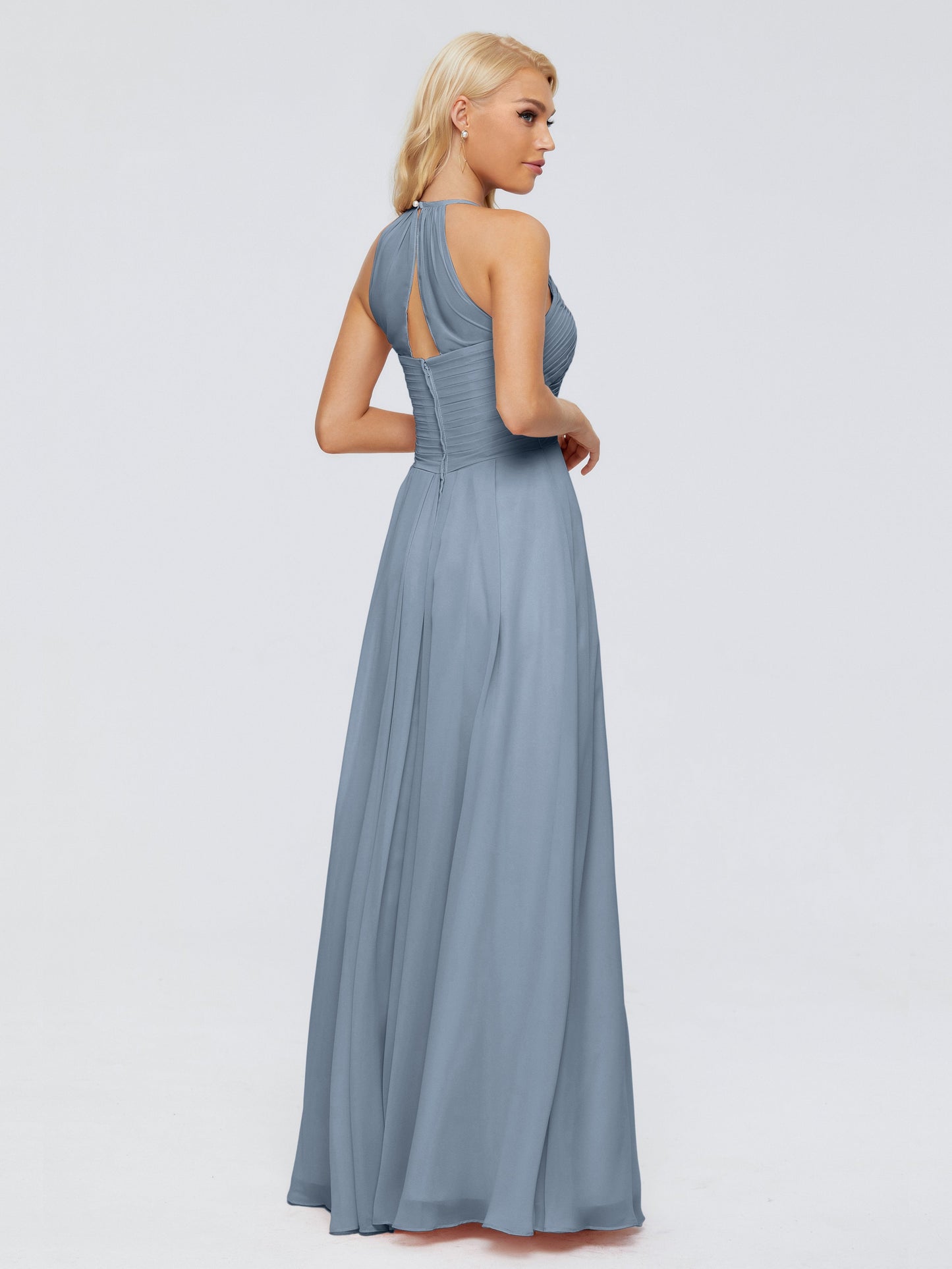 Finley A-line Halter Chiffon Bridesmaid Dresses