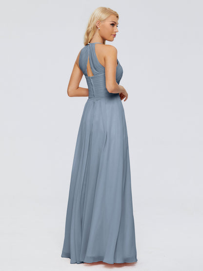 Finley A-line Halter Chiffon Bridesmaid Dresses
